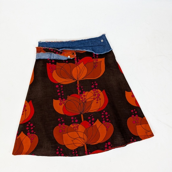 Floral & Denim Skirt Mini Knee Length Asymmetrical Handmade Pencil Circle A-line - Picture 2 of 9